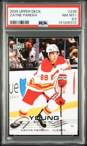 2025 Upper Deck Series 1 Young Guns Rookie Zayne Parekh RC PSA 8.5 