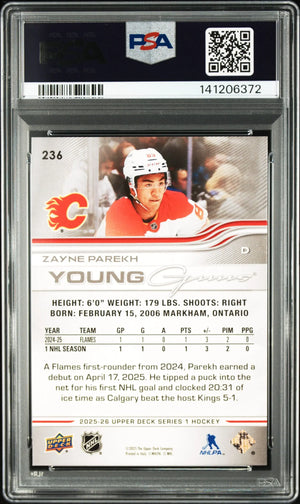 2025 Upper Deck Series 1 Young Guns Rookie Zayne Parekh RC PSA 8.5 