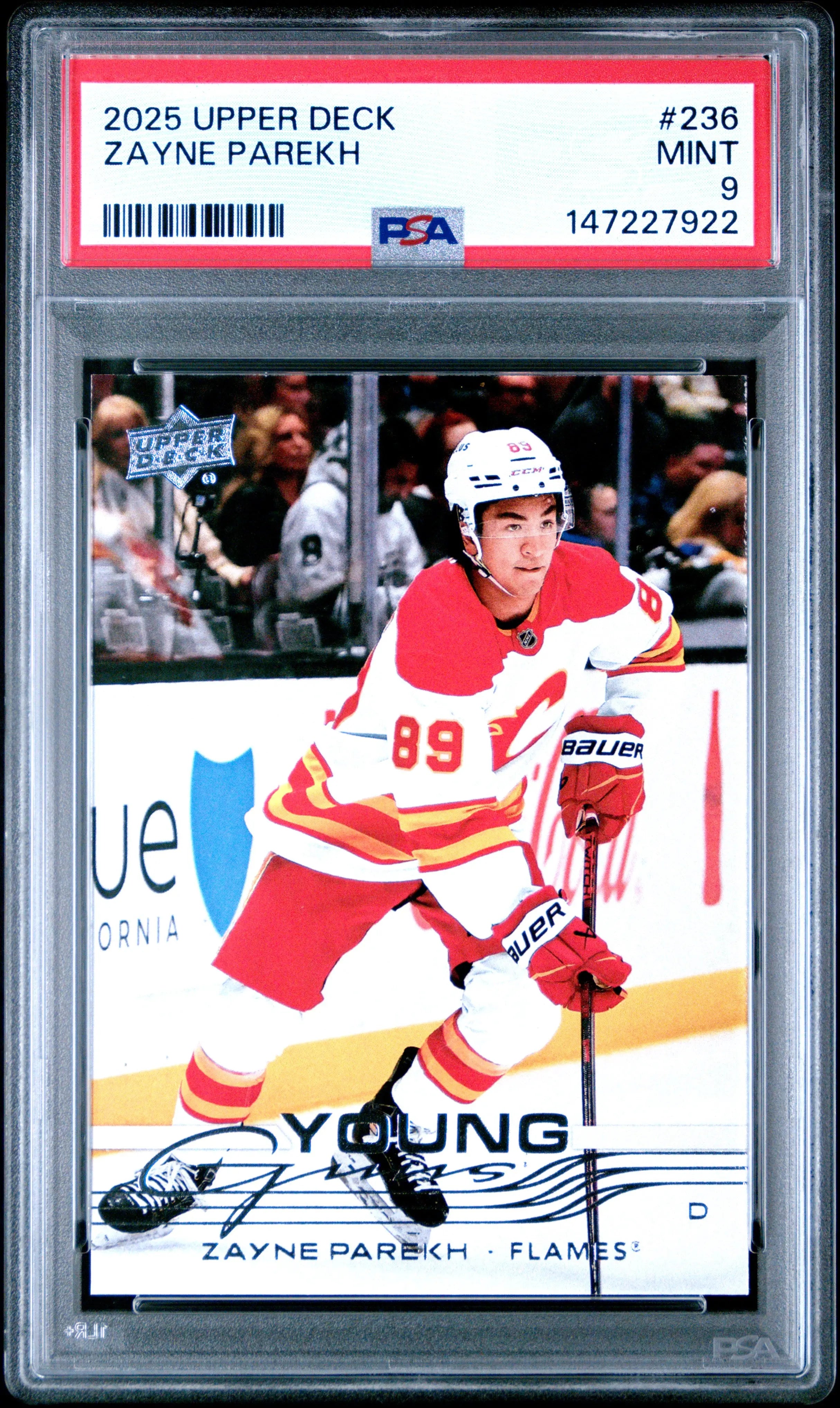 2025 Upper Deck Series 1 Young Guns Rookie Zayne Parekh RC PSA 9 