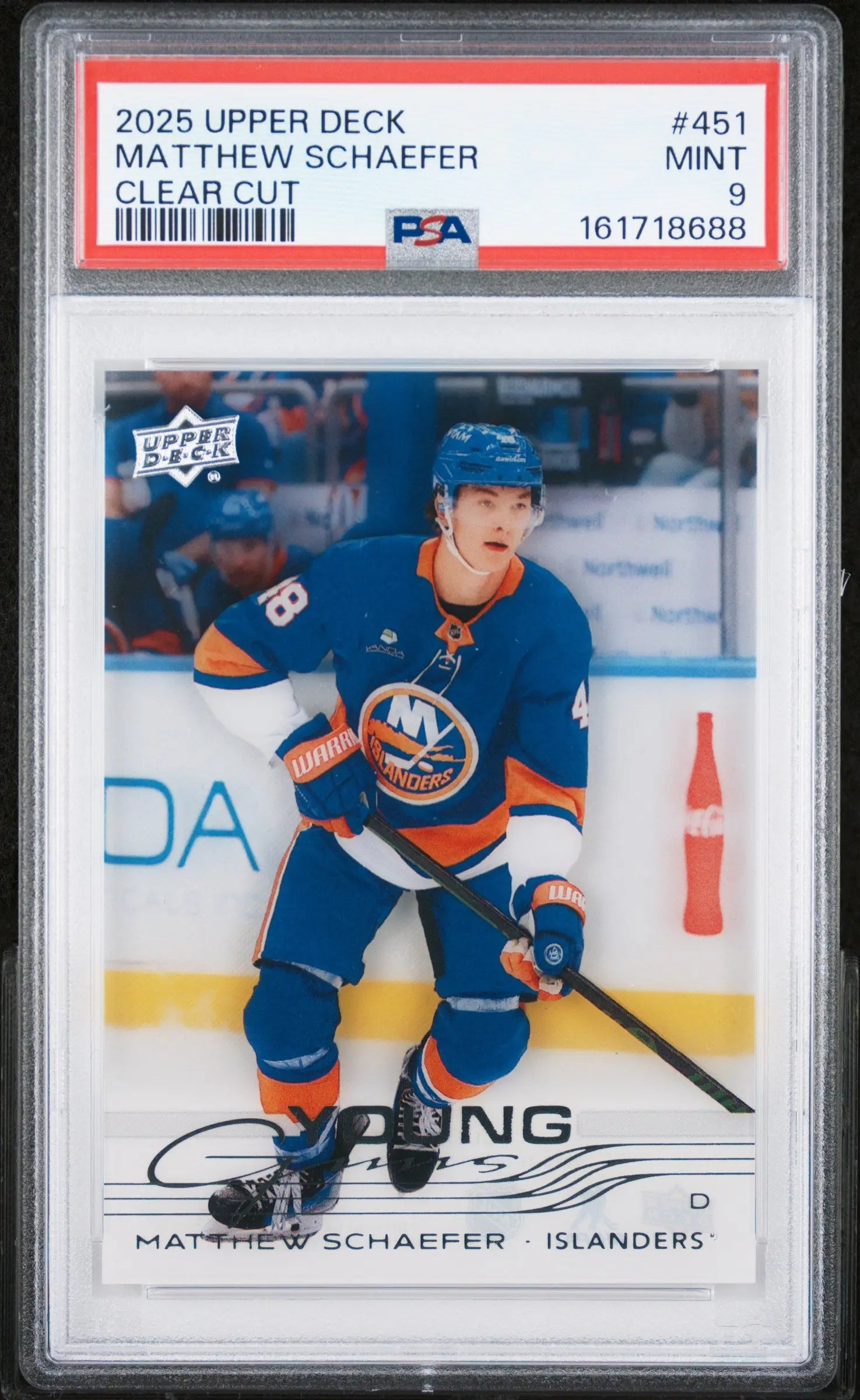 2025 Upper Deck Series 2 Matthew Schaefer Young Guns RC #451 Clear Cut PSA 9 