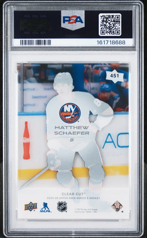2025 Upper Deck Series 2 Matthew Schaefer Young Guns RC #451 Clear Cut PSA 9 