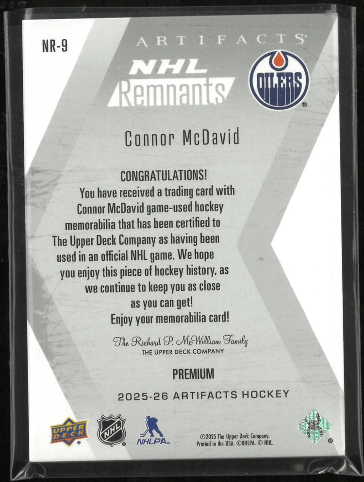 2026-26 Upper Deck Artifacts NHL Remnants Connor McDavid Premium Patch /25 