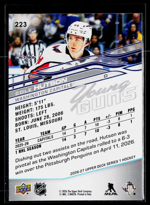 2026-27 Upper Deck Series 1 Hockey Rookie Young Guns Cole Hutson RC #A 