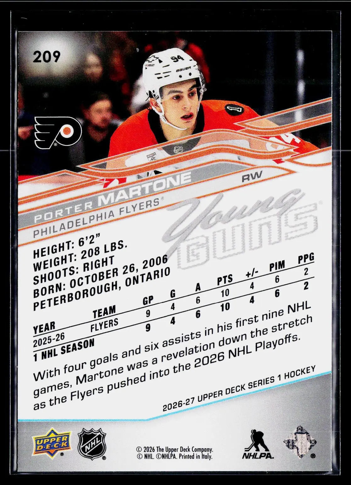 2026-27 Upper Deck Series 1 Hockey Rookie Young Guns Porter Martone RC #C 