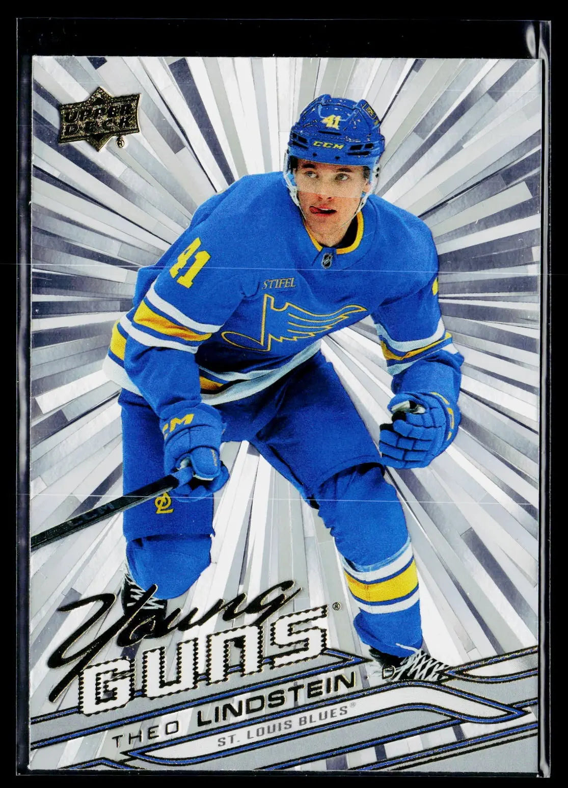 2026-27 Upper Deck Series 1 Hockey Rookie Young Guns Theo Lindstein Outburst RC 