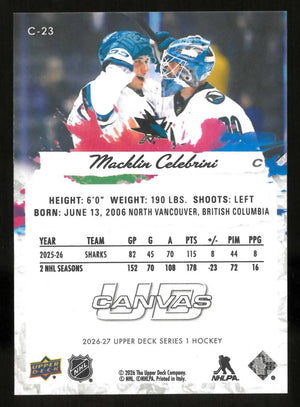 2026-27 Upper Deck Series 1 Hockey UD Canvas Macklin Celebrini 