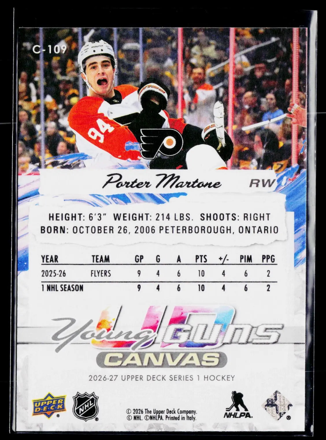 2026-27 Upper Deck Series 1 Rookie Young Guns Porter Martone RC UD Canvas 
