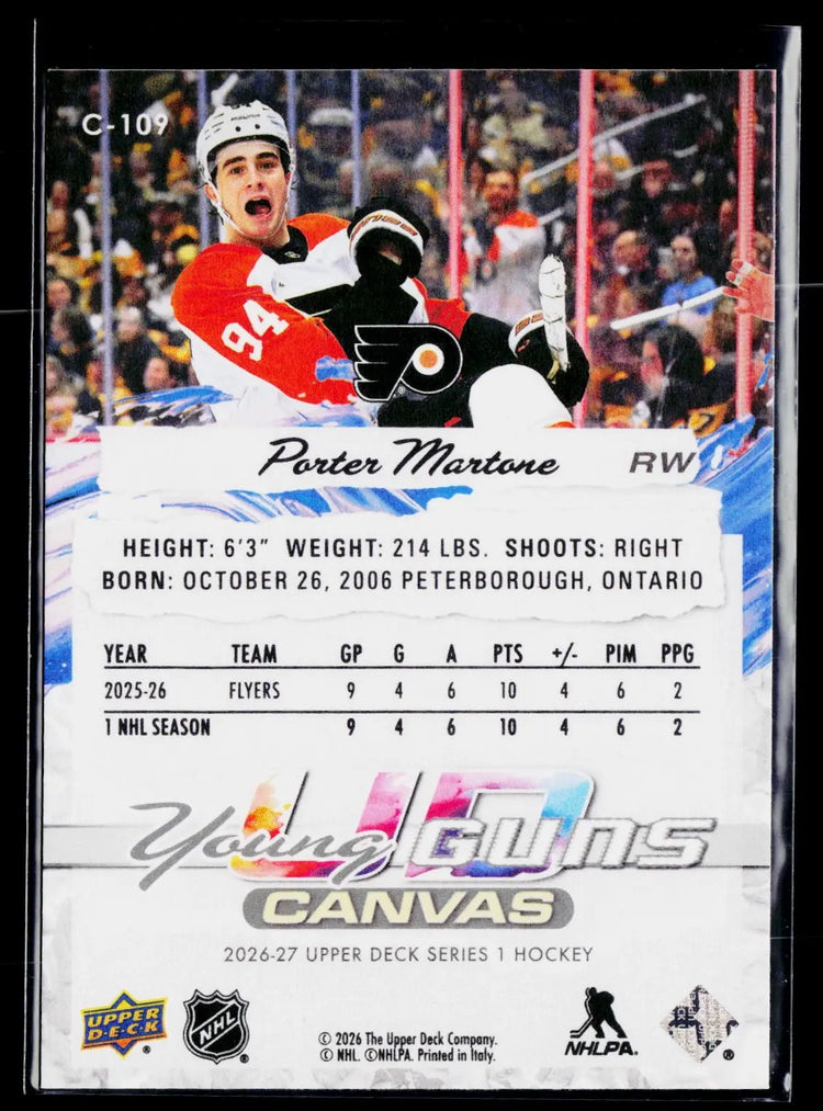 2026-27 Upper Deck Series 1 Rookie Young Guns Porter Martone RC UD Canvas 