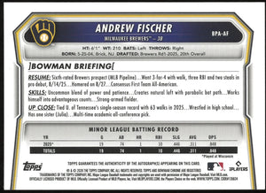 2026 Bowman 1st Gold Auto Andrew Fischer /50 