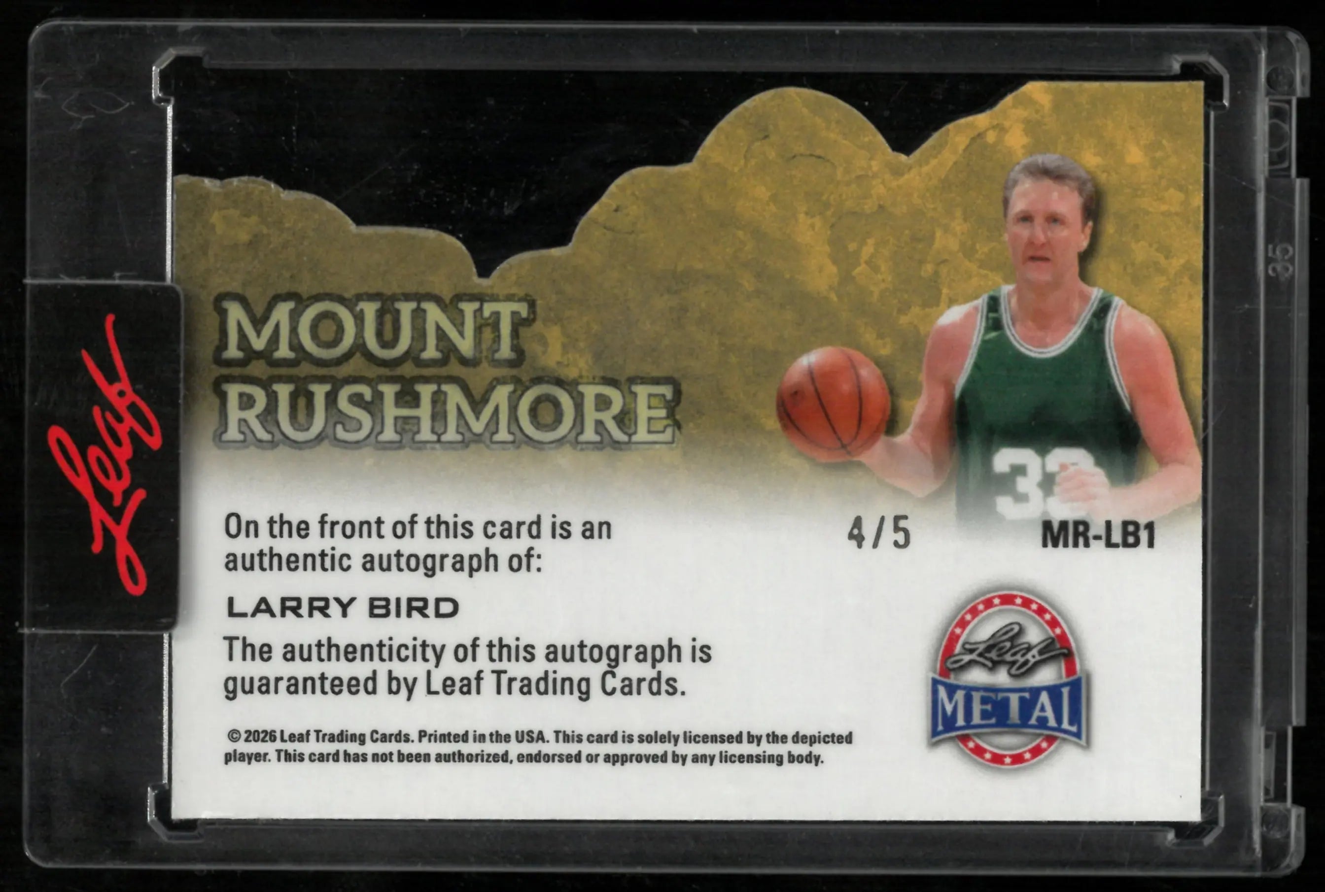 2026 Leaf Metal Mount Rushmore Purple Auto Larry Bird /5 