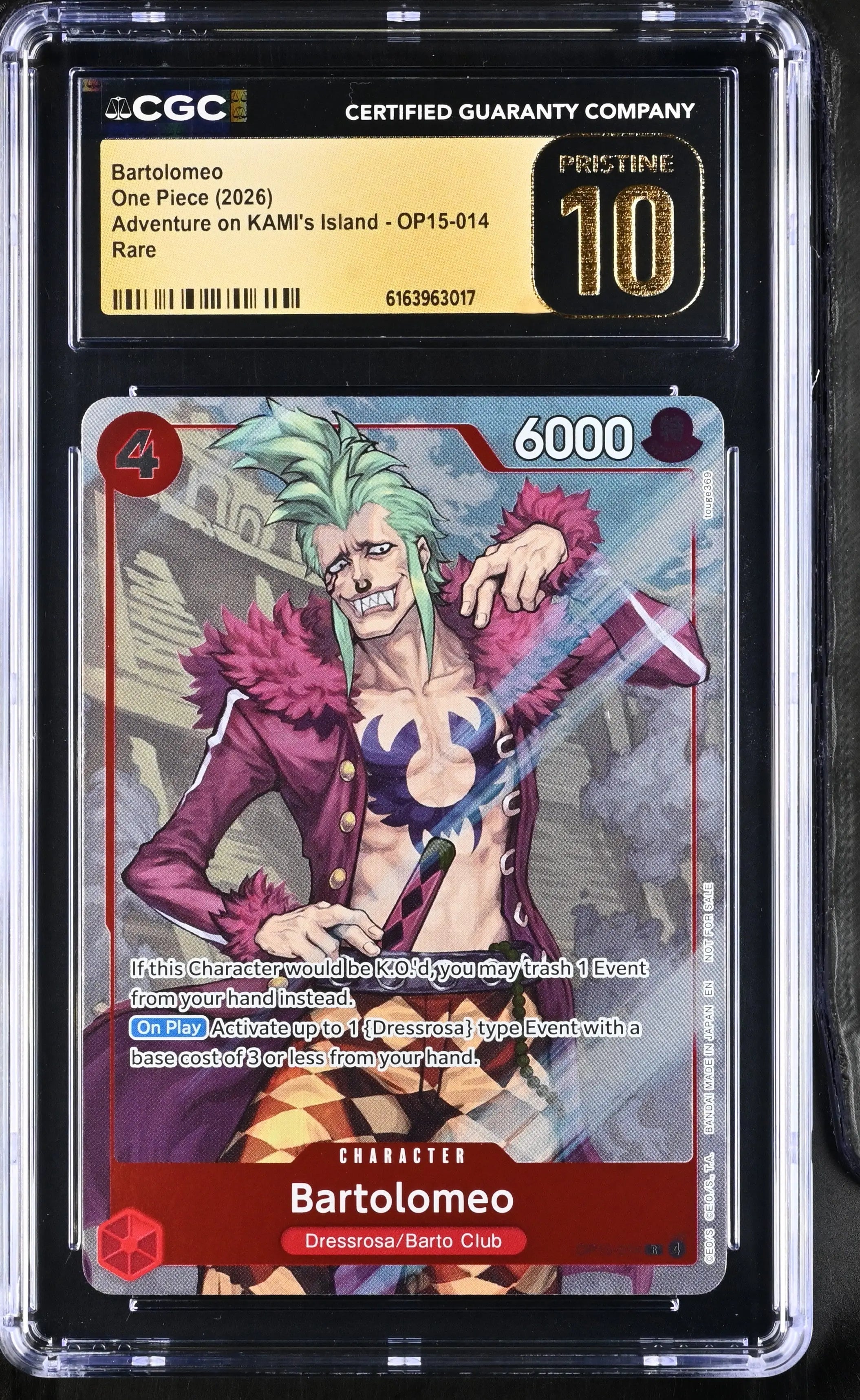 2026 One Piece Adventure on KAMI's Island Bartolomeo OP15-014 CGC 10 