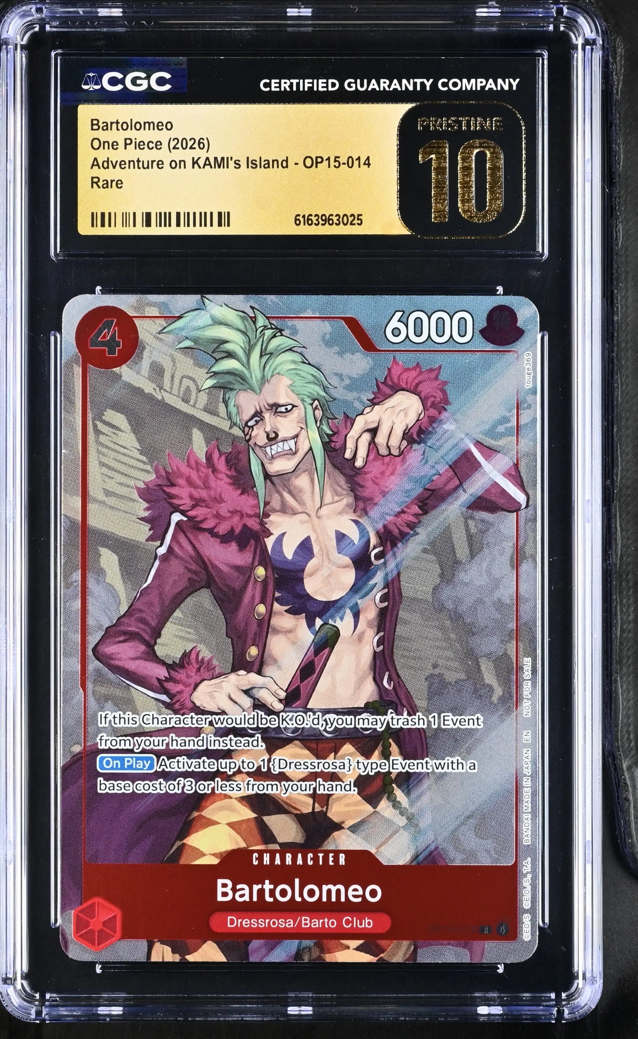 2026 One Piece Adventure on KAMI's Island Bartolomeo OP15-014 CGC 10 