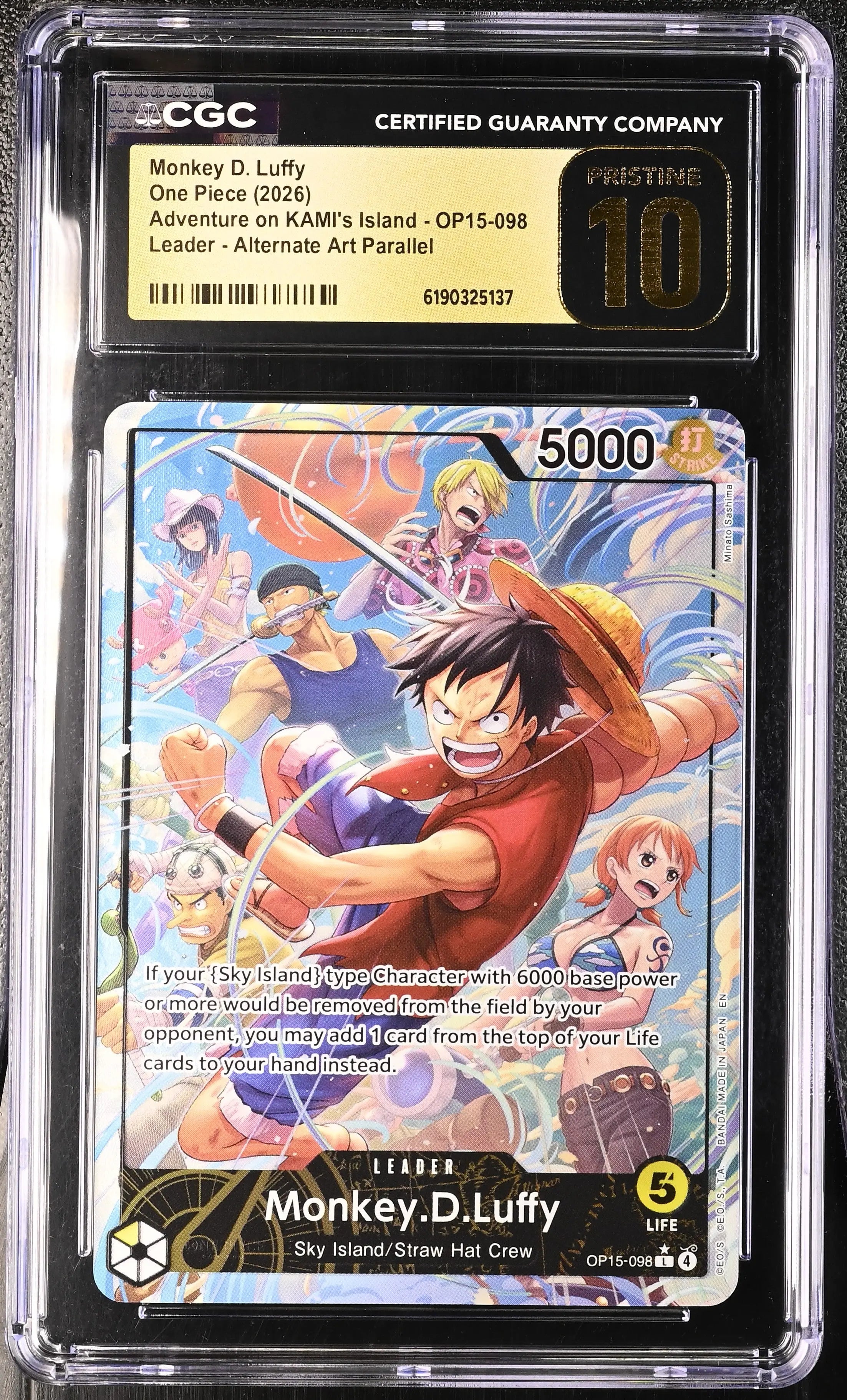 2026 One Piece Adventure on KAMI's Island Monkey D. Luffy Alt Art CGC 10 