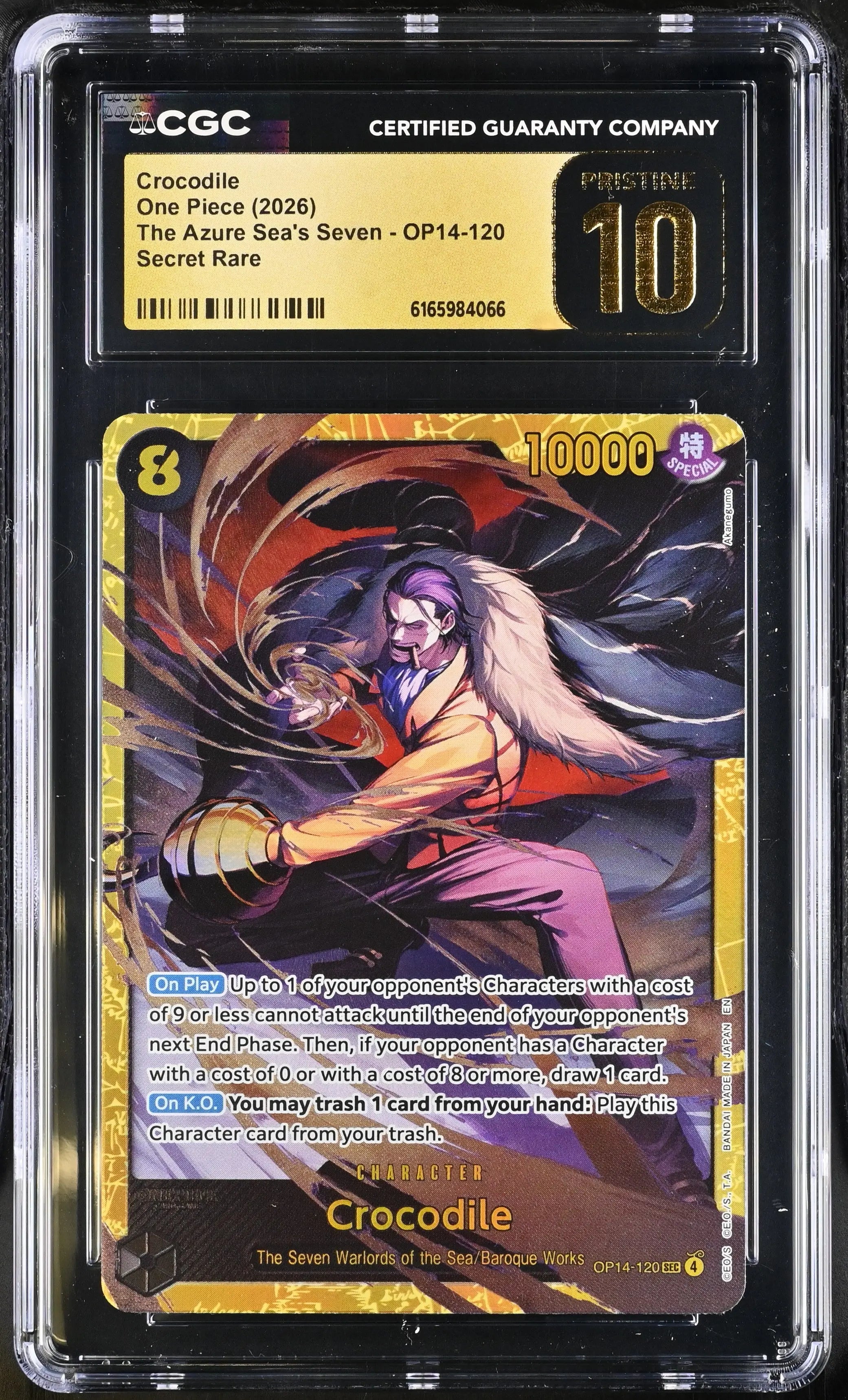 2026 One Piece The Azure Sea's Seven Crocodile OP14-120 CGC Pristine 10 