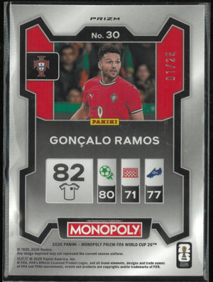 2026 Panini Monopoly Prizm FIFA World Cup 26 Goncalo Ramos World Cup Luxury Rings /25 