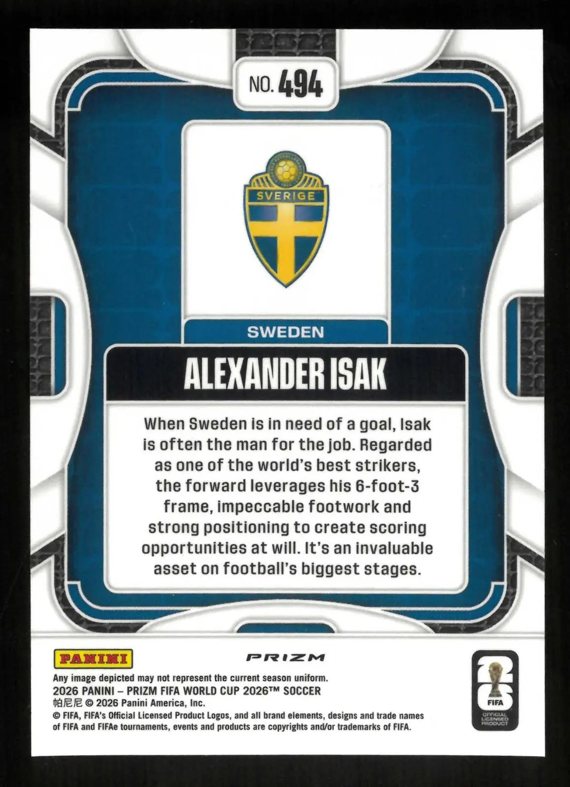 2026 Panini Prizm FIFA World Cup Alexander Isak Choice Giraffe Prizm 