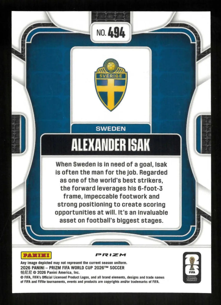 2026 Panini Prizm FIFA World Cup Alexander Isak Choice Giraffe Prizm 