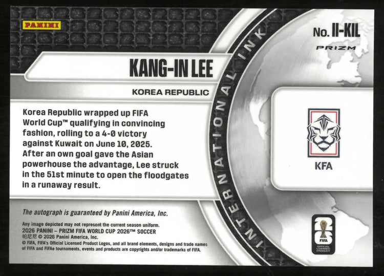 2026 Panini Prizm FIFA World Cup Auto Kang-in Lee International Ink Choice Prizm 