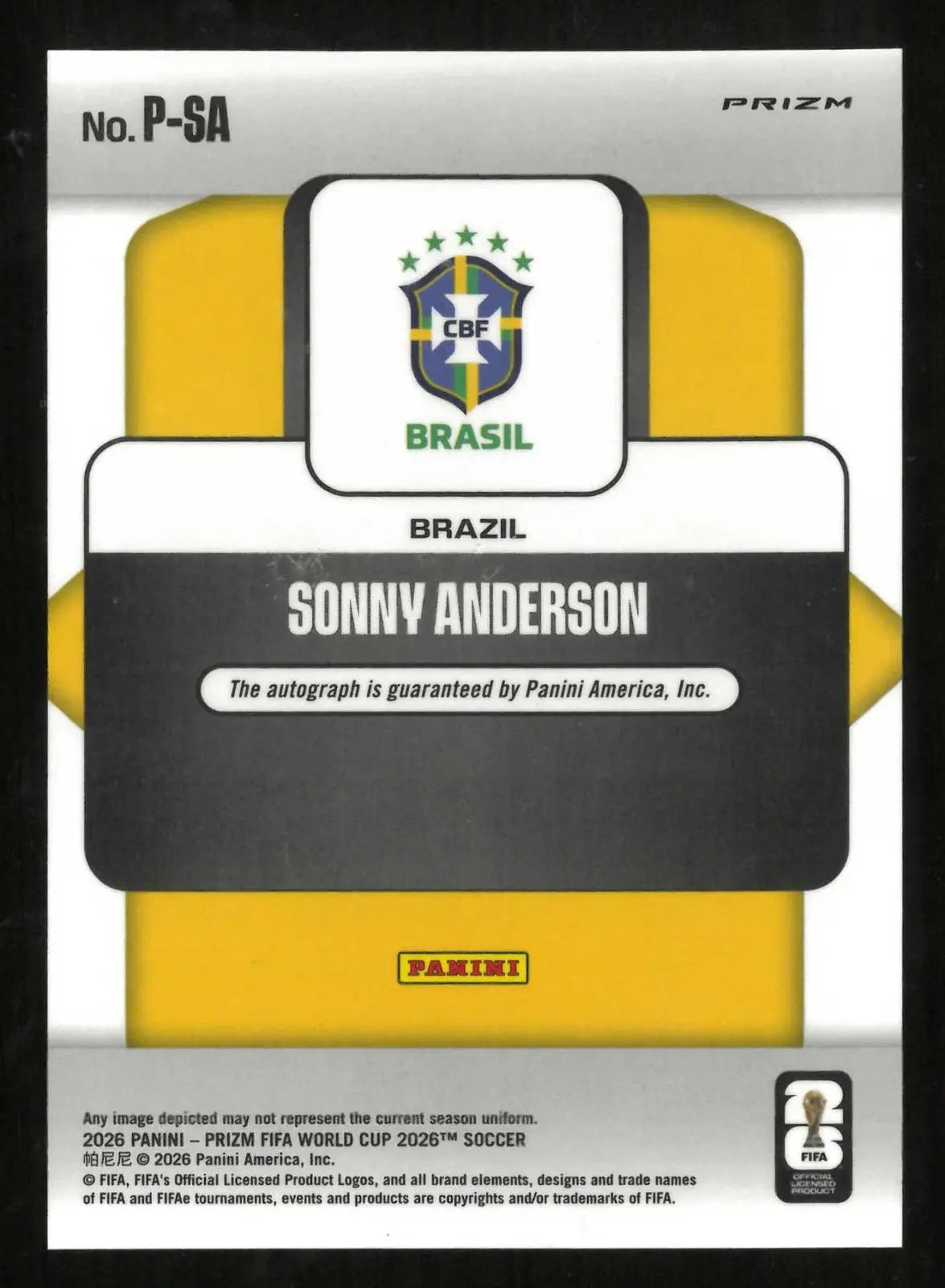 2026 Panini Prizm FIFA World Cup Auto Sonny Anderson Penmanship Choice Prizm 