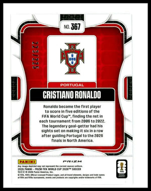 2026 Panini Prizm FIFA World Cup Cristiano Ronaldo Fluorescent Blue Wave /225 