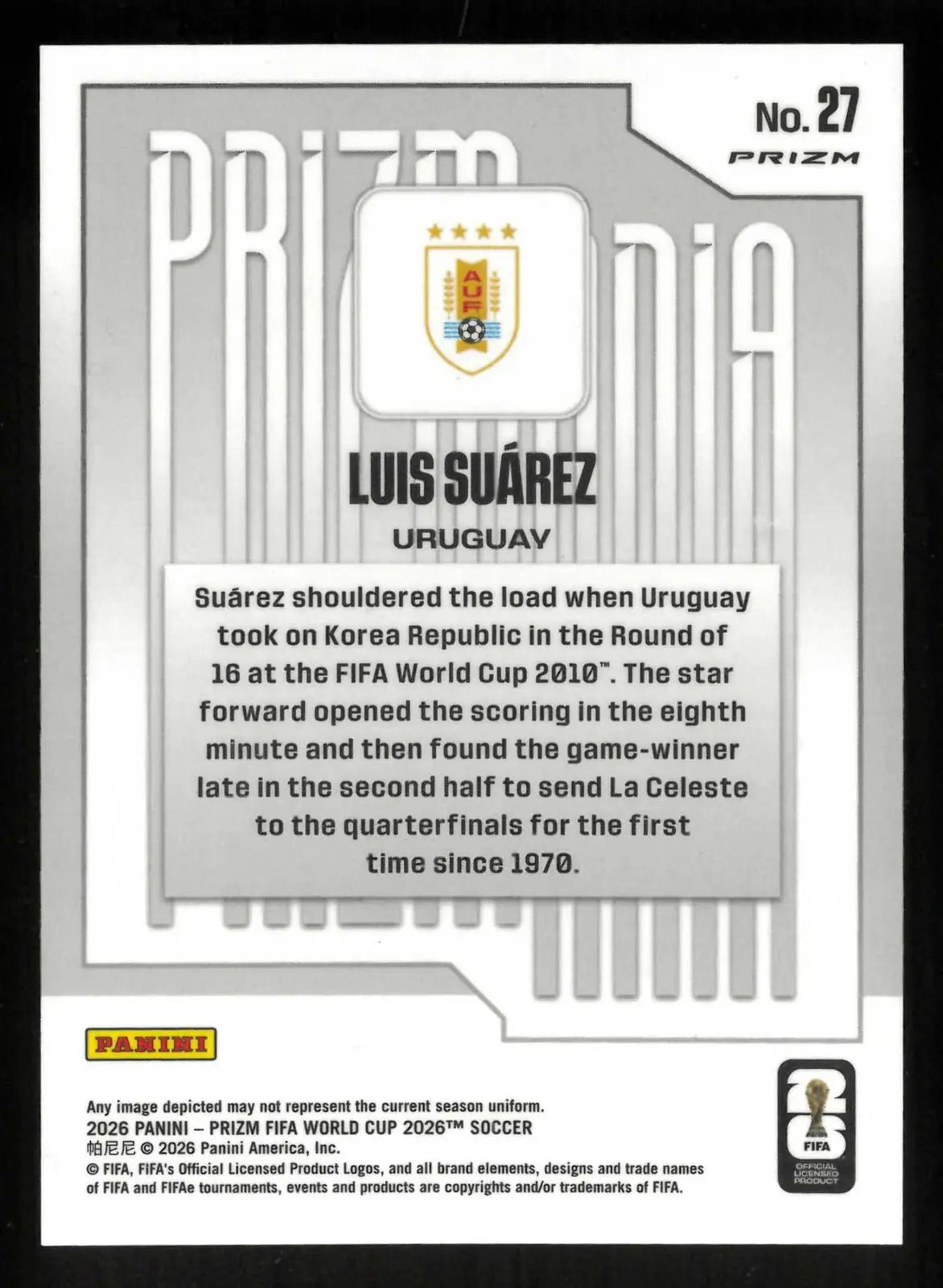 2026 Panini Prizm FIFA World Cup Luis Suarez Prizmania 
