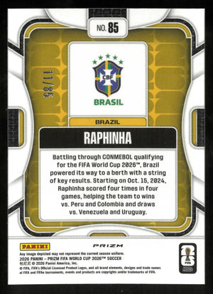 2026 Panini Prizm FIFA World Cup Raphinha Choice Red Prizm 11/85 