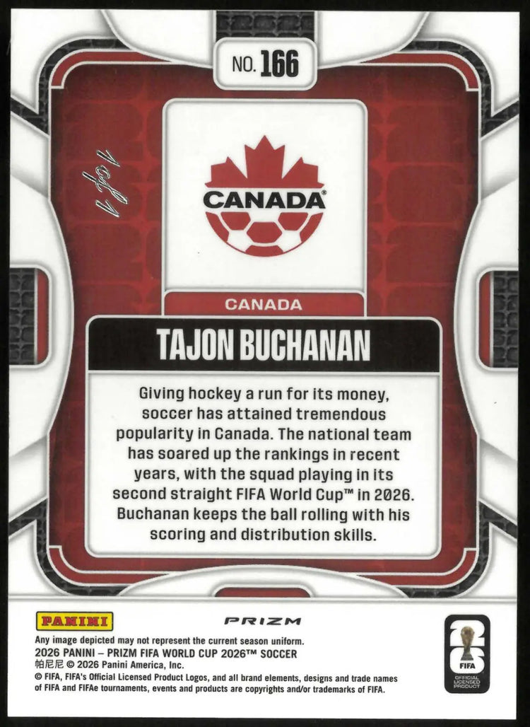 2026 Panini Prizm FIFA World Cup Tajon Buchanan Choice Nebula 1/1 