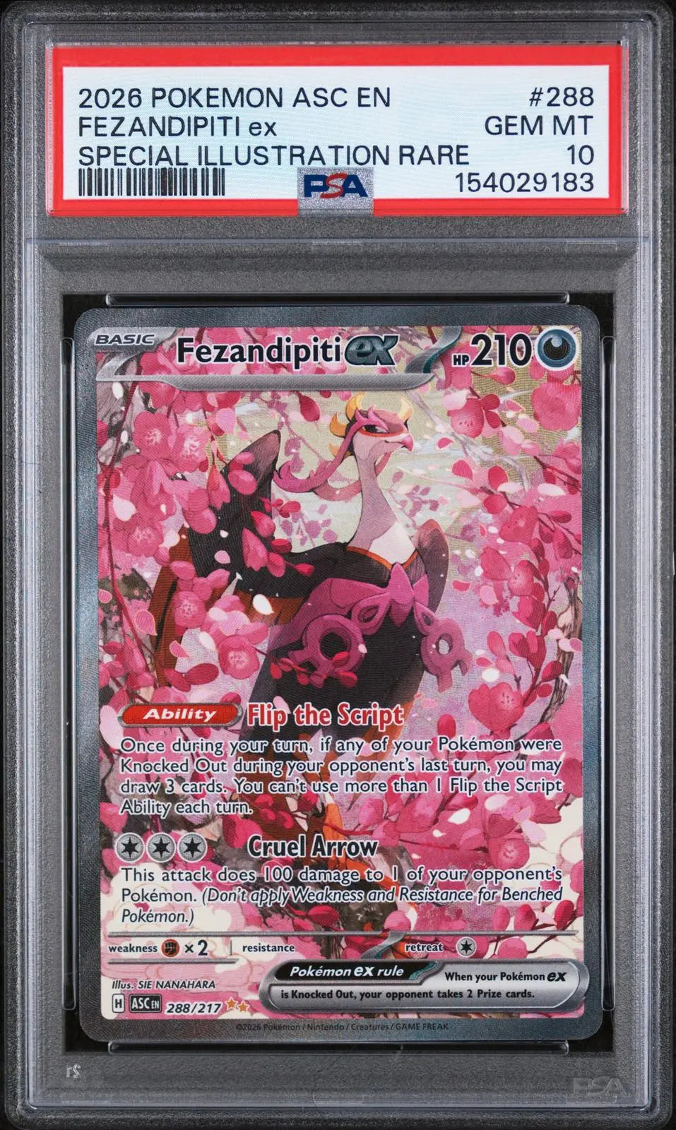 2026 Pokemon ASC ME: Ascended Heroes Fezandipiti ex SIR 288/217 PSA 10 