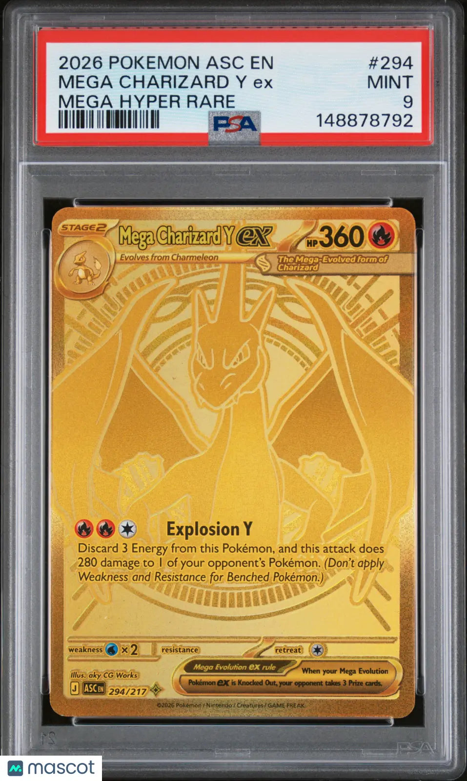 2026 Pokemon Asc EN-Ascended Heroes Mega Charizard Y EX Mega Hyper Rare PSA 9 
