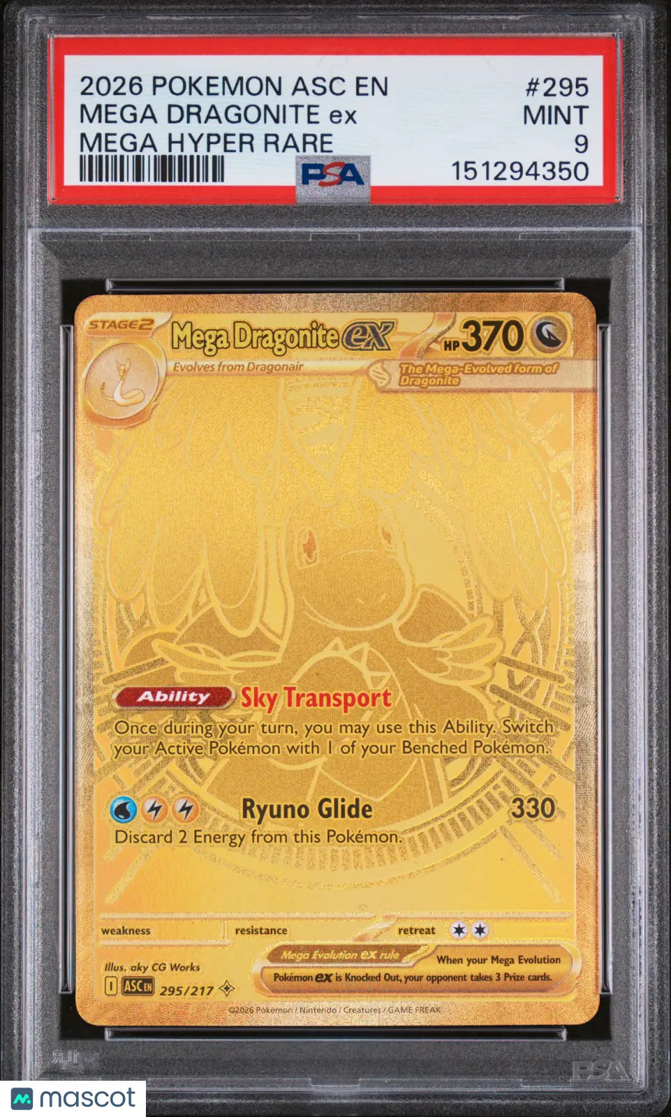 2026 Pokemon Asc EN-Ascended Heroes Mega Dragonite EX Mega Hyper Rare PSA 9 #295 
