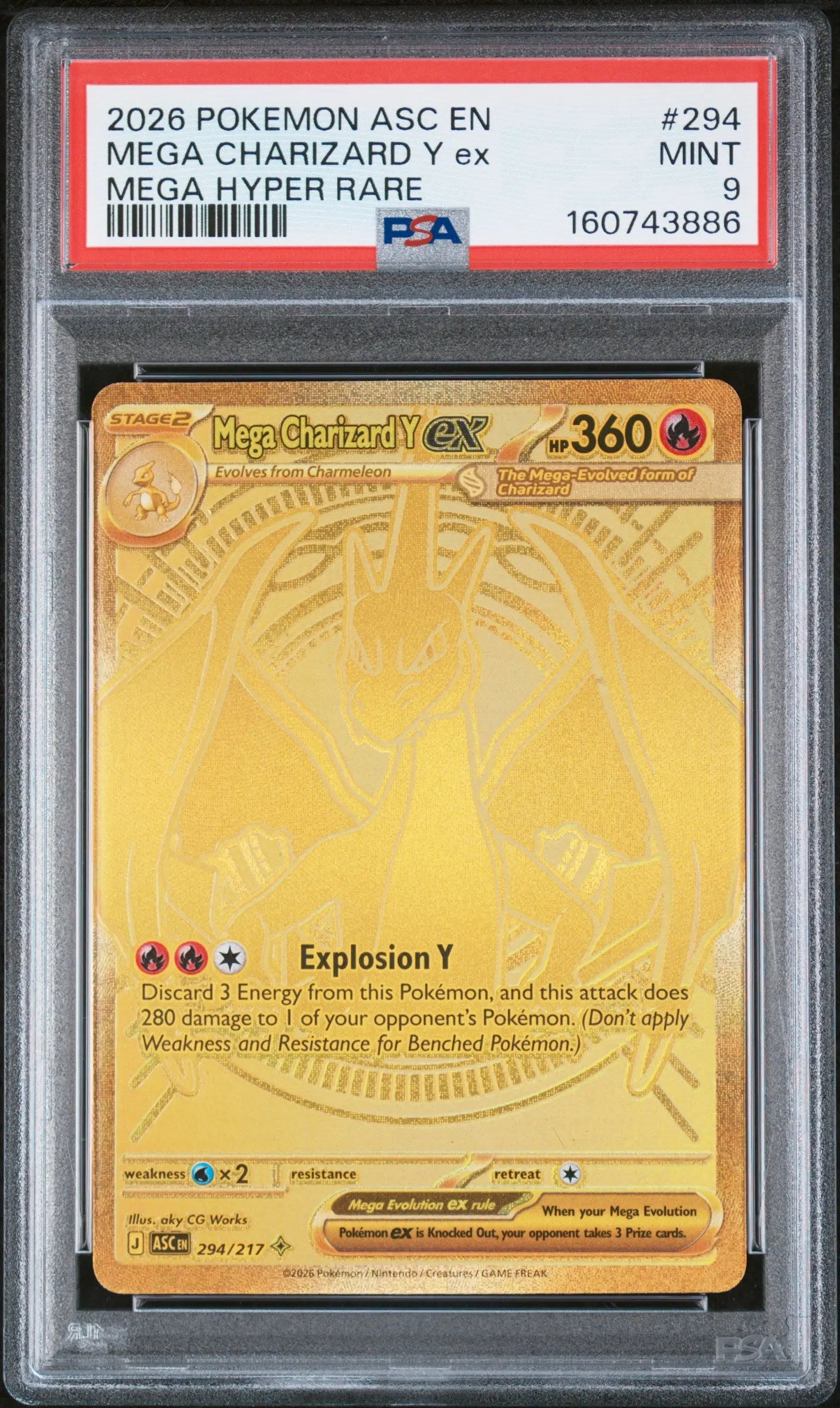 2026 Pokemon Ascended Heroes 294/217 Mega Charizard Y Ex Mega Hyper Rare PSA 9 
