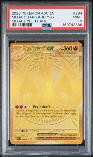 2026 Pokemon Ascended Heroes 294/217 Mega Charizard Y Ex Mega Hyper Rare PSA 9 