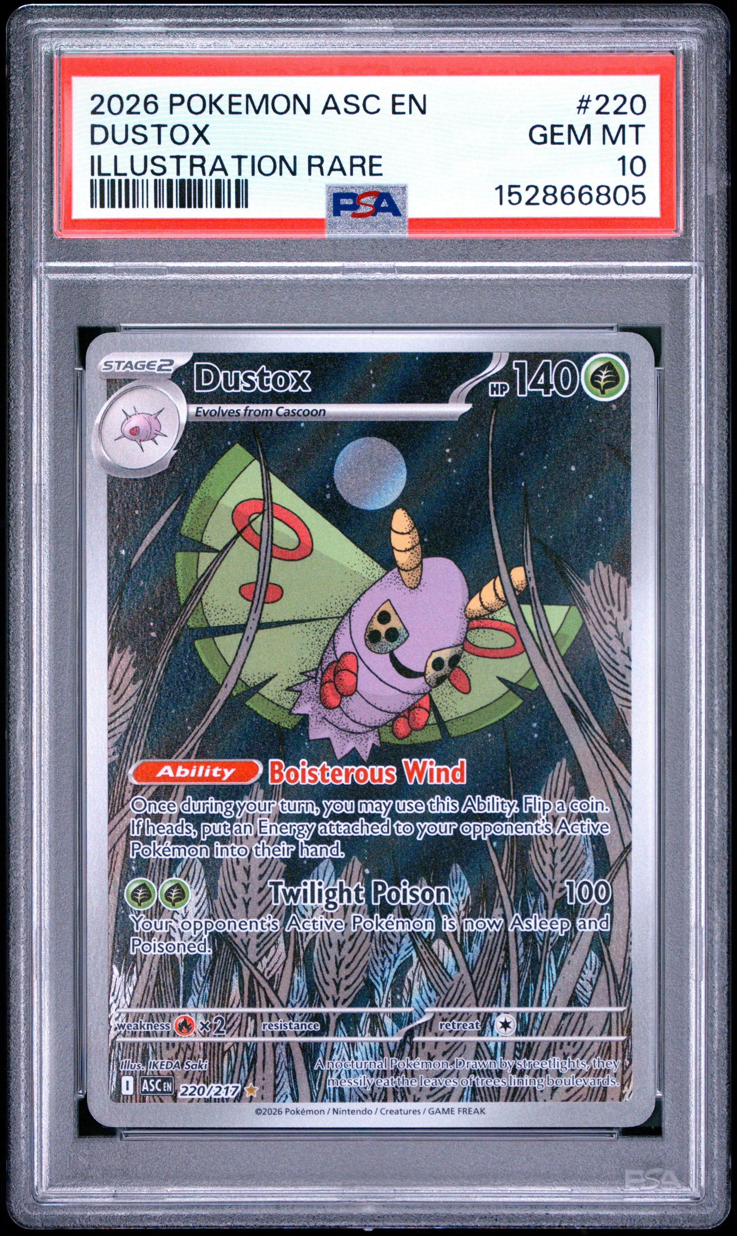 2026 Pokemon Ascended Heroes Dustox Illustration Rare 220/217 PSA 10 