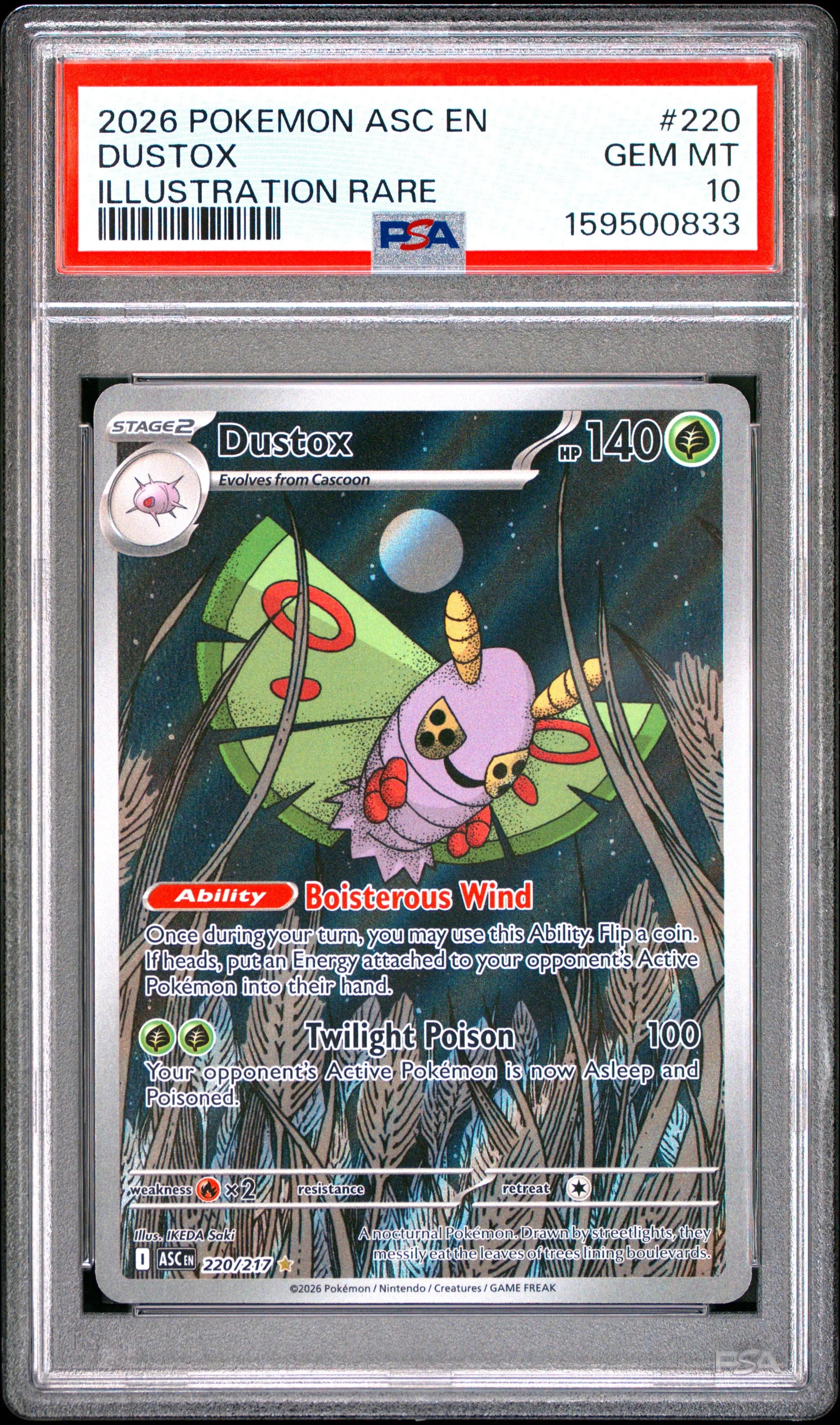 2026 Pokemon Ascended Heroes Dustox Illustration Rare 220/217 PSA 10 