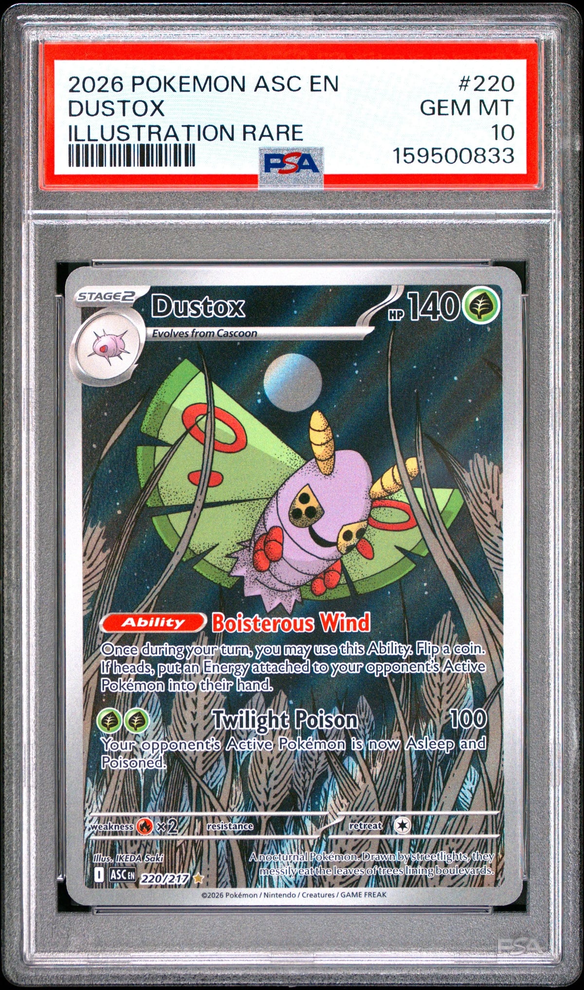 2026 Pokemon Ascended Heroes Dustox Illustration Rare 220/217 PSA 10 