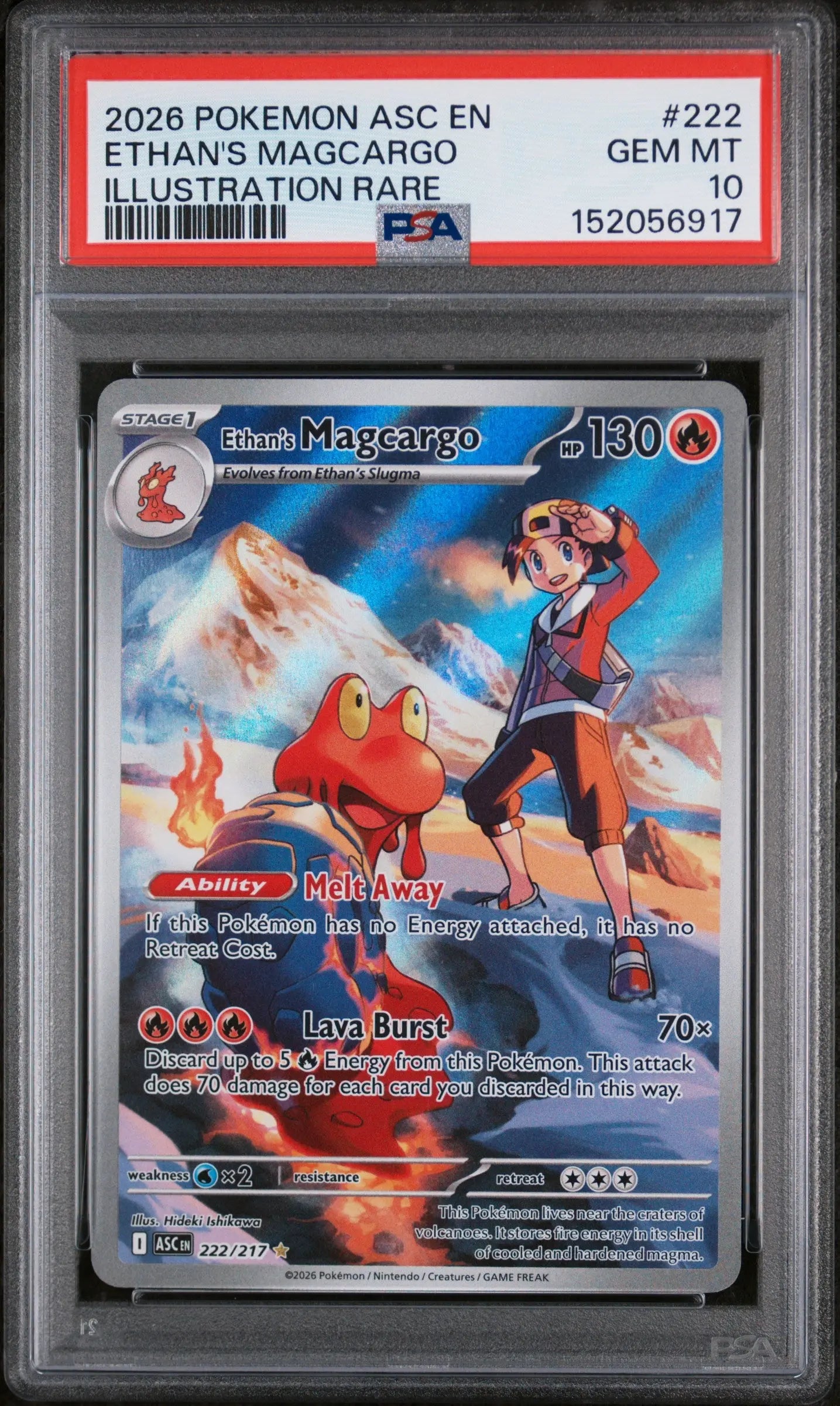 2026 Pokemon Ascended Heroes Ethan's Magcargo Illustration Rare 222/217 PSA 10 
