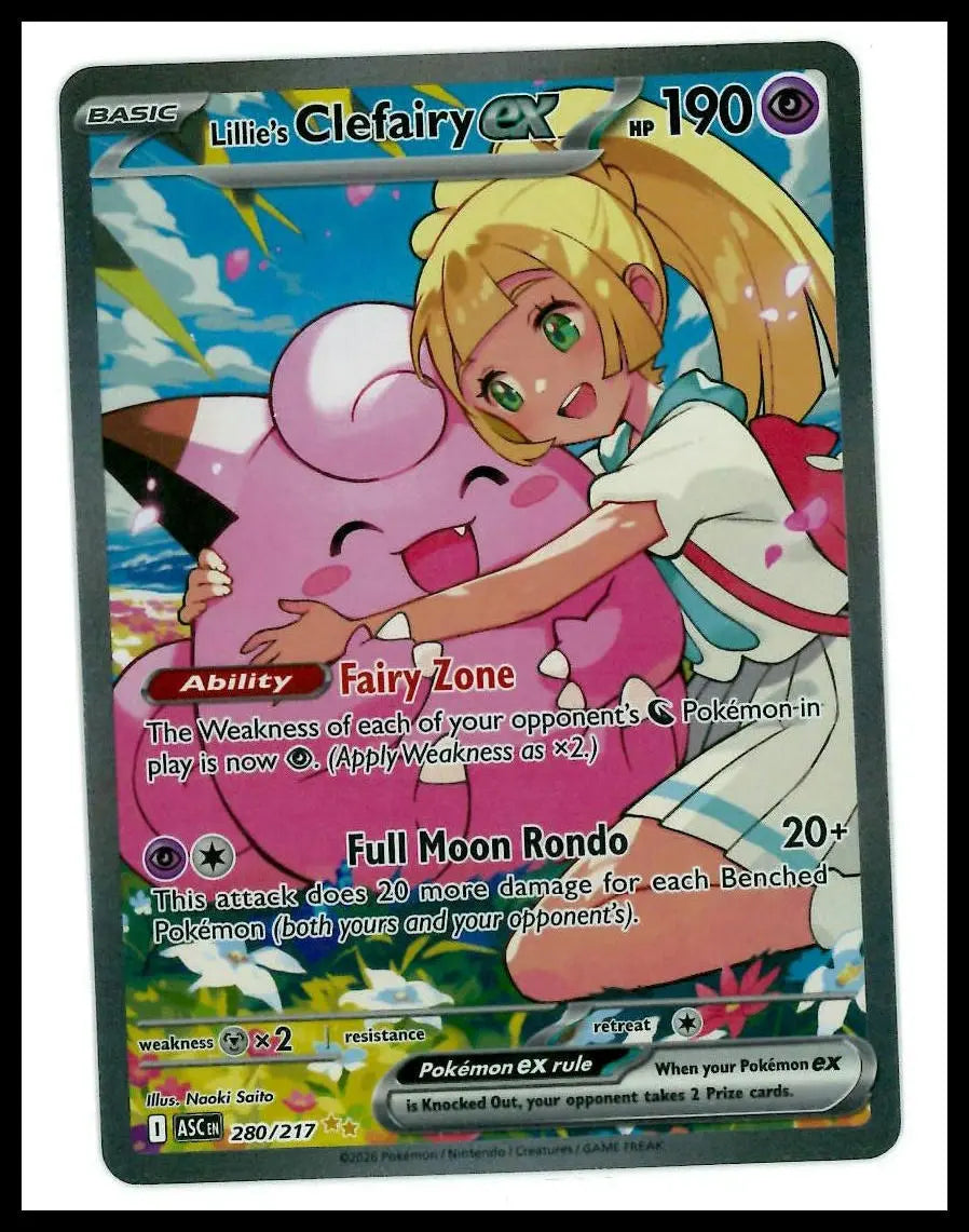2026 Pokemon Ascended Heroes Lillie's Clefairy ex SIR 280/217 