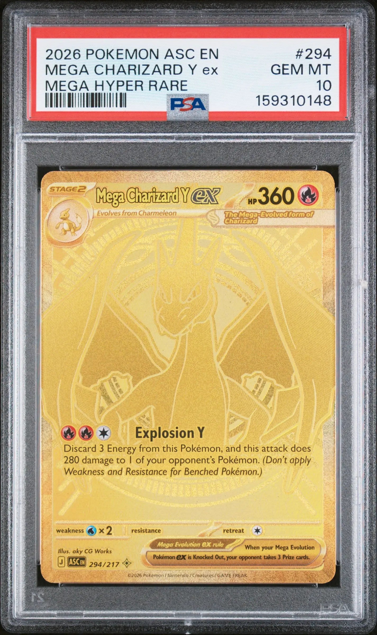 2026 Pokemon Ascended Heroes Mega Charizard Y Ex Mega Hyper Rare 294/217 PSA 10 