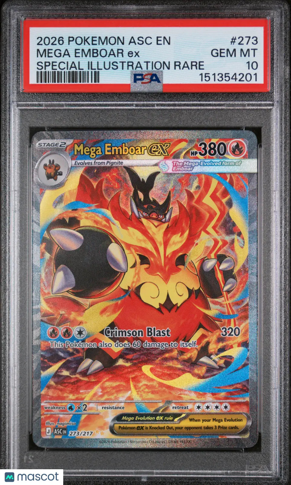 2026 Pokemon -Ascended Heroes Mega Emboar EX Special Illustration Rare PSA 10 
