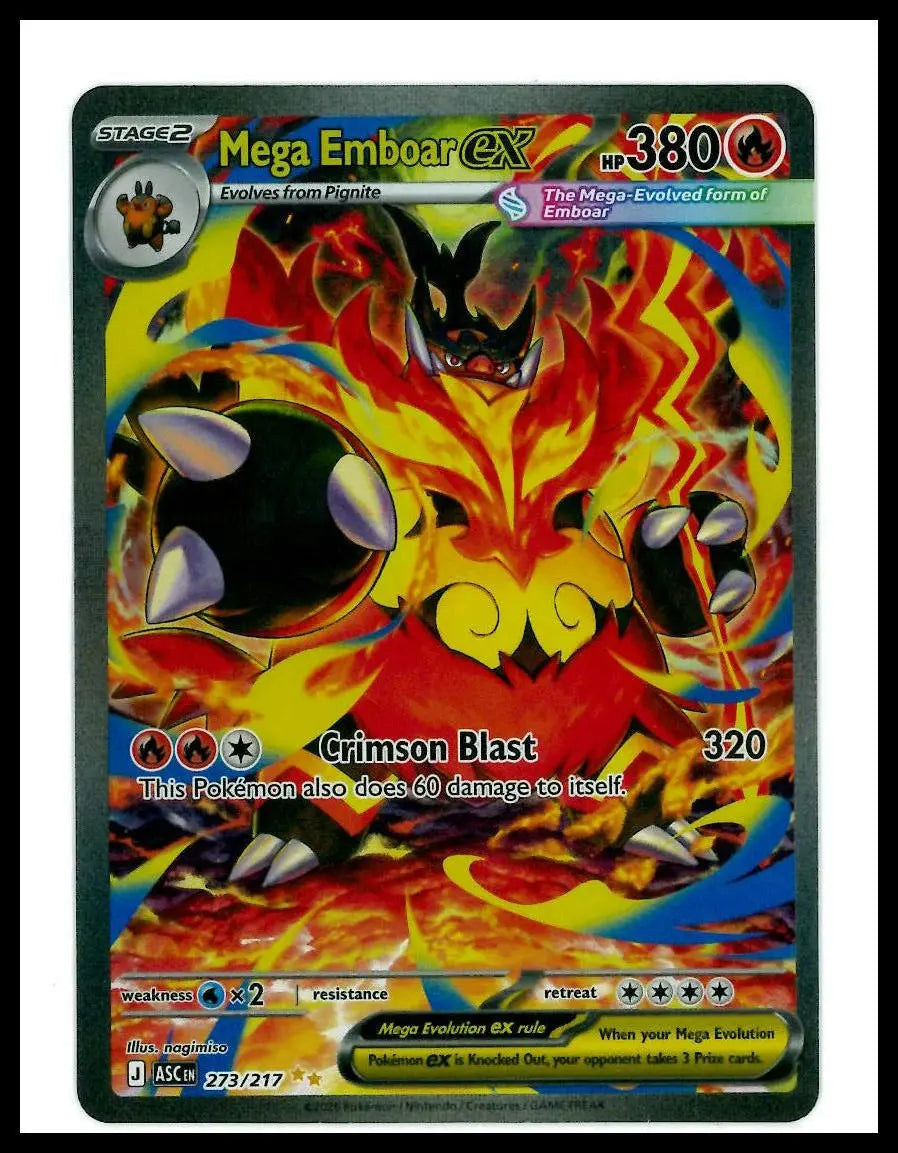 2026 Pokemon Ascended Heroes Mega Emboar ex Secret Illustration Rare 273/217 