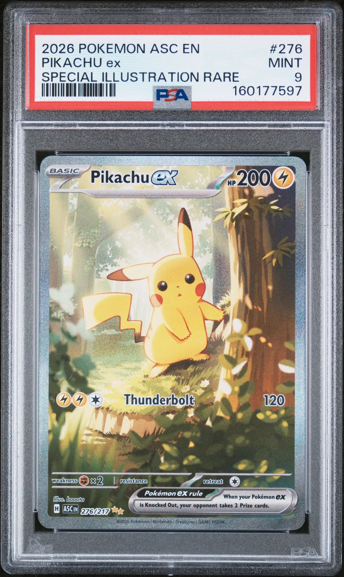 2026 Pokemon Ascended Heroes Pikachu EX Special Illustration Rare PSA 9 276/217 