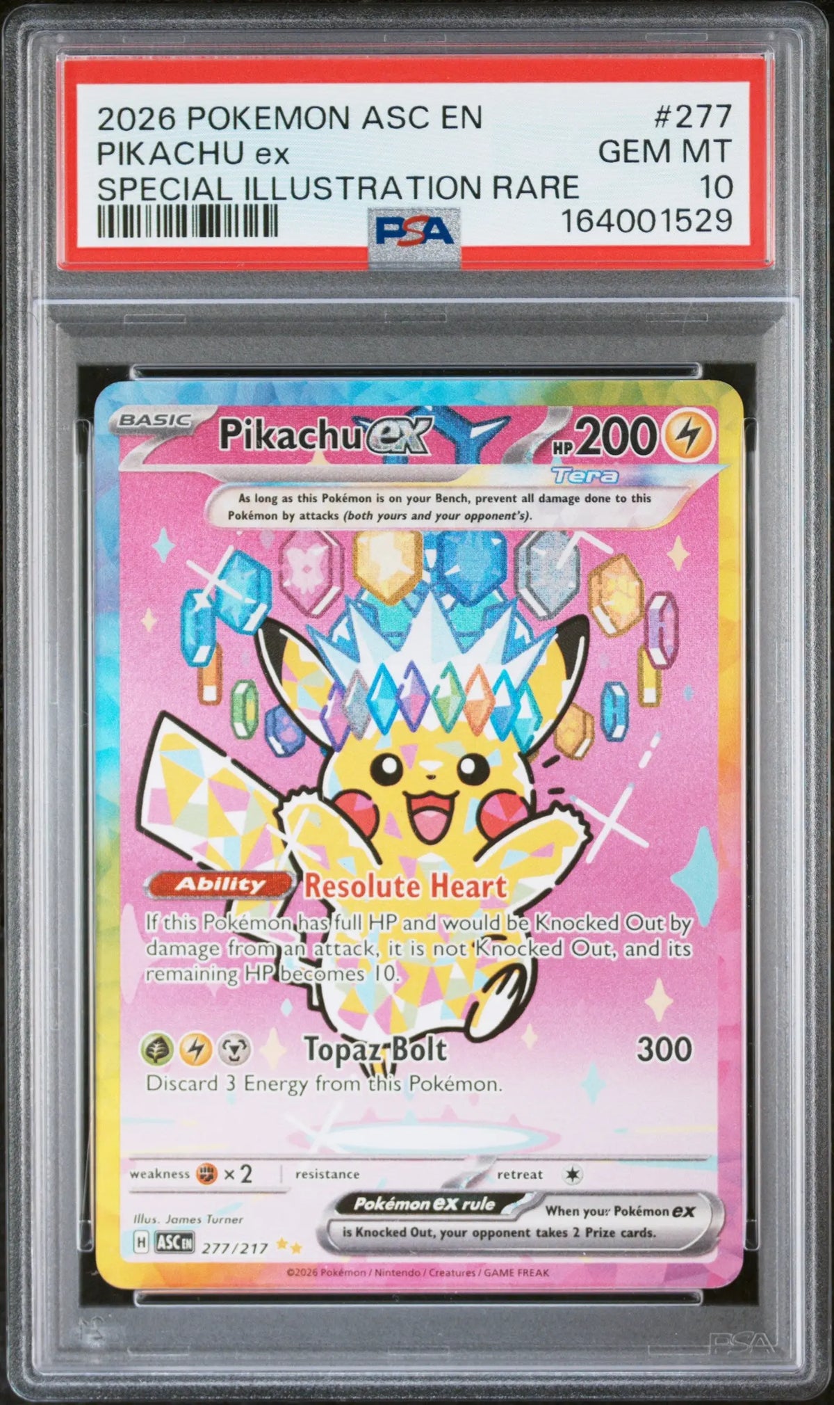 2026 Pokemon Ascended Heroes Pikachu Ex Special Illustration Rare 277/217 PSA 10 