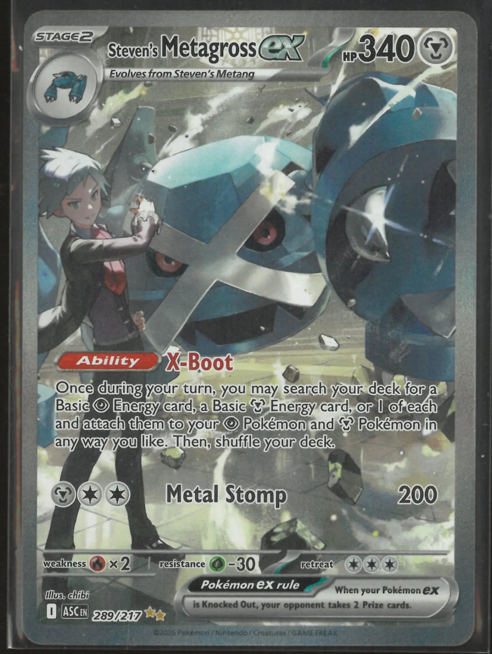 2026 Pokemon Ascended Heroes Special Illustration Rare Steven's Metagross ex 289/217 