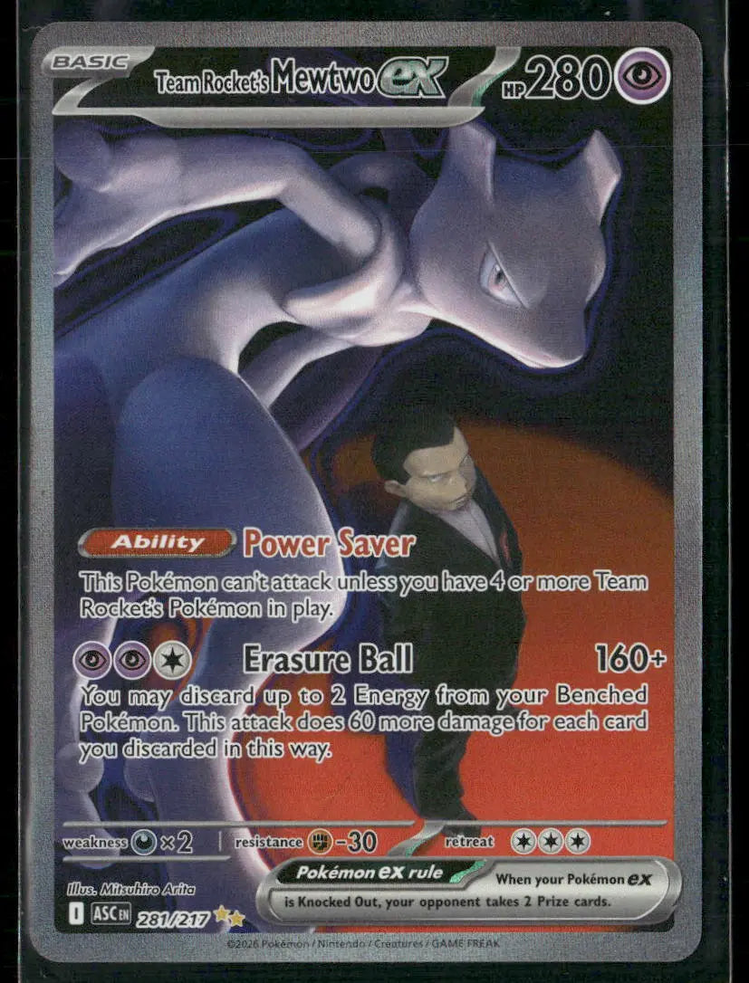2026 Pokemon Ascended Heroes Special Illustration Rare Team Rocket's Mewtwo ex 281/217 