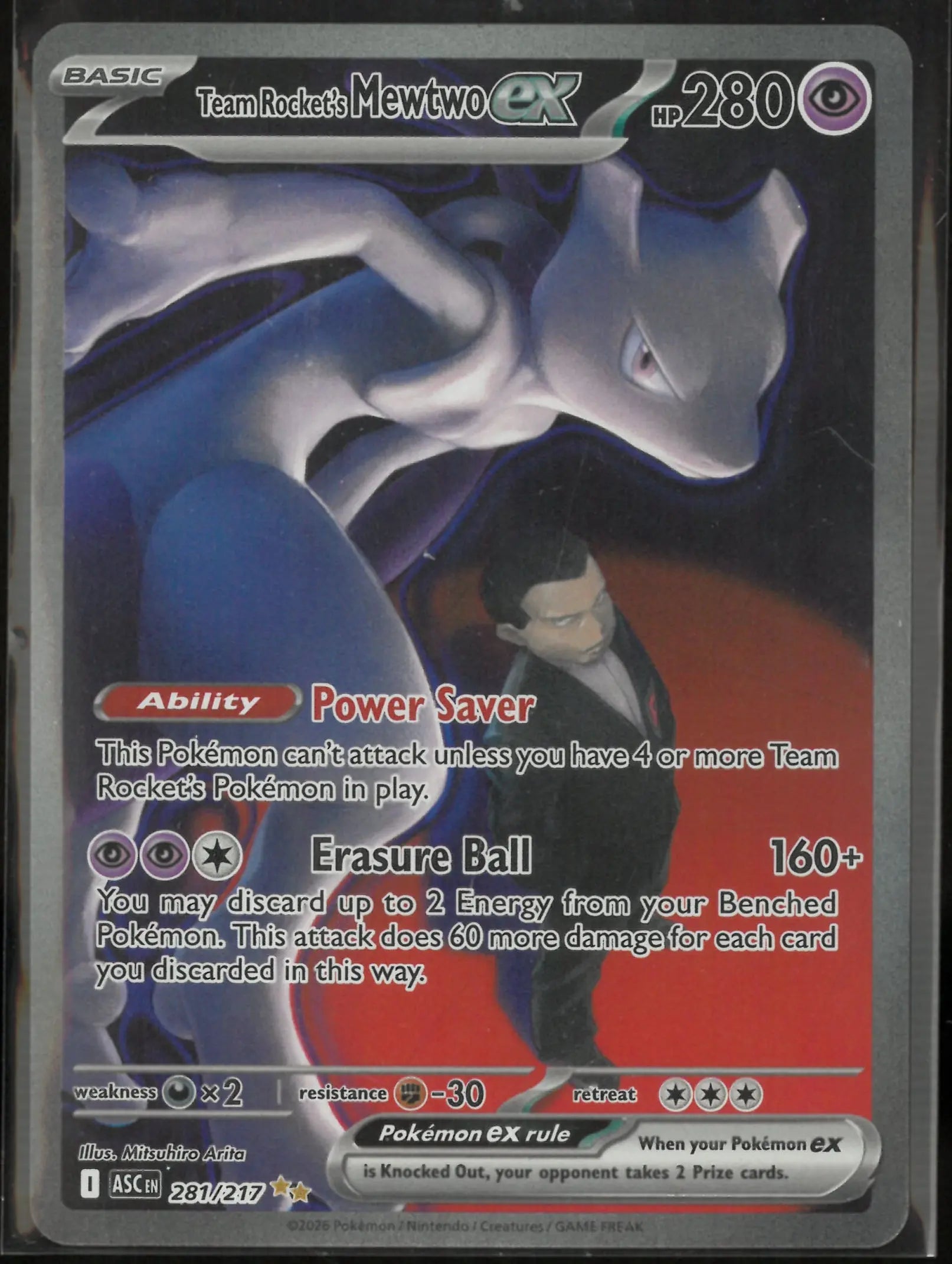 2026 Pokemon Ascended Heroes Special Illustration Rare Team Rocket's Mewtwo ex 281/217 