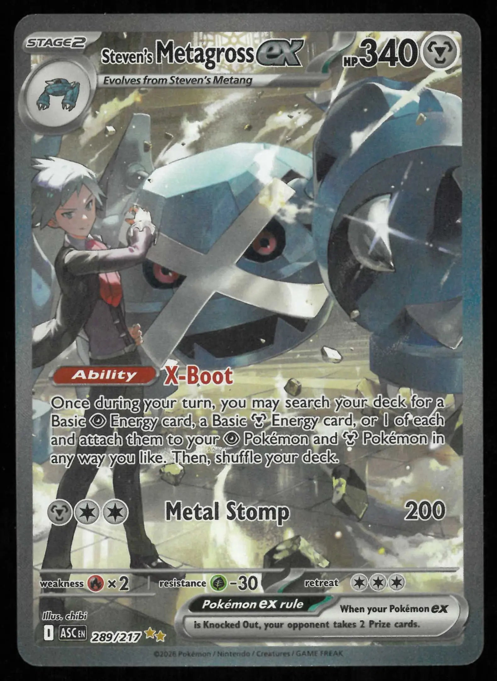 2026 Pokemon Ascended Heroes Steven's Metagross ex SIR 289/217 
