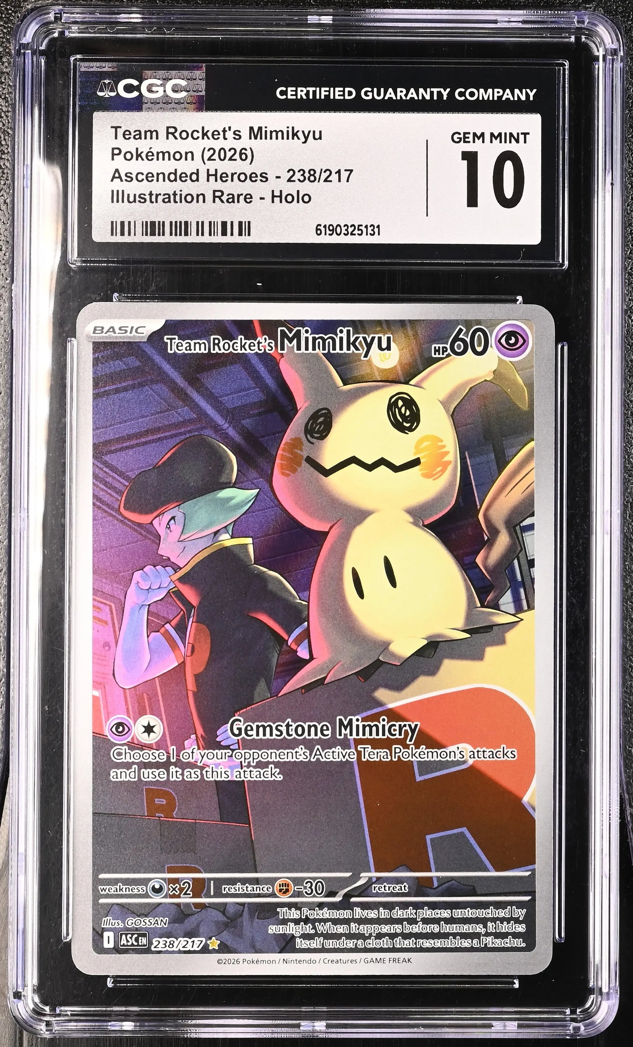2026 Pokemon Ascended Heroes Team Rocket's Mimikyu IR 238/217 CGC 10 