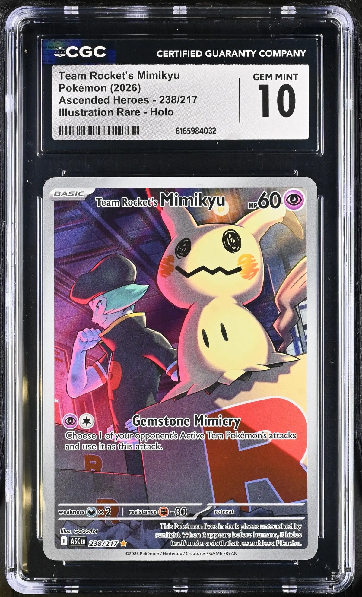 2026 Pokemon Ascended Heroes Team Rocket's Mimikyu IR 238/217 CGC 10 