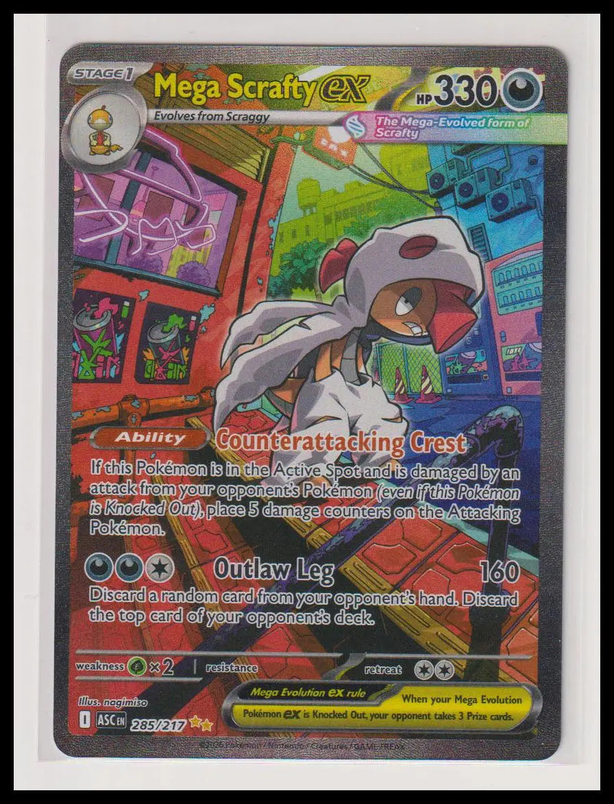 2026 Pokemon Ascneded Heroes Mega Scrafty ex Secret Illustration Rare 285/217 