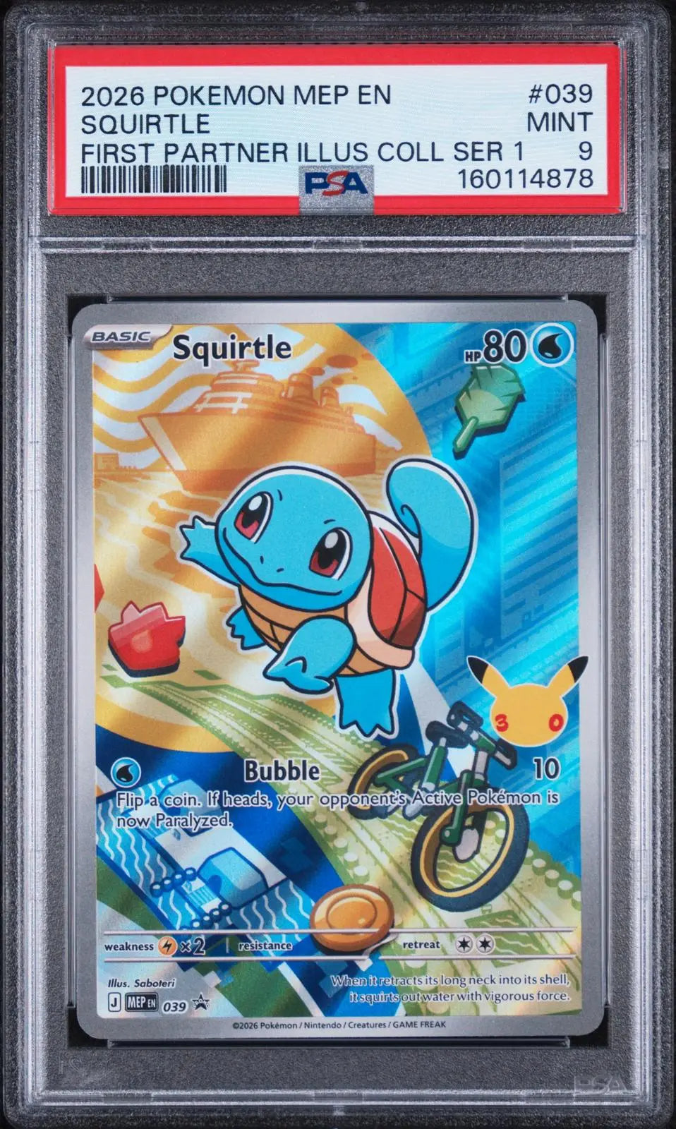2026 Pokemon Black Star Promo First Partner Series 1 Squirtle 039 PSA 9 
